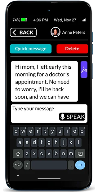 Large text messaging interface
