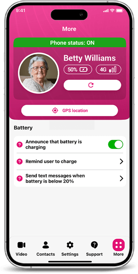 Phone battery management screen