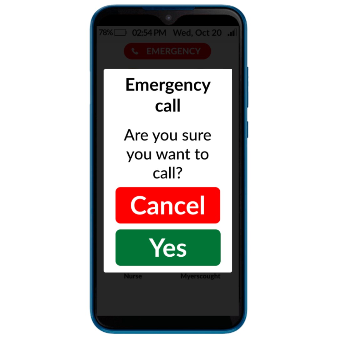 Mobile phone screen showing a call confirmation prompt
