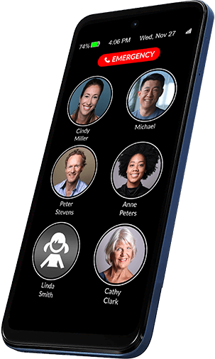 EasyCall mobile phone with large picture contact buttons
