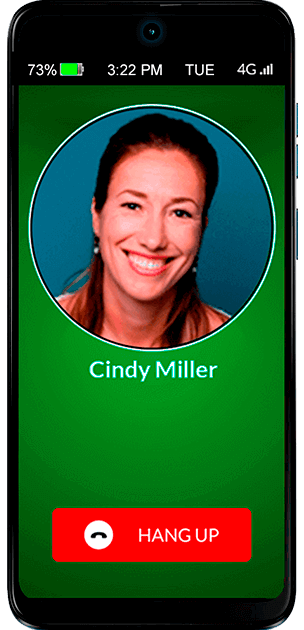 Phone call displayed on loudspeaker mode screen