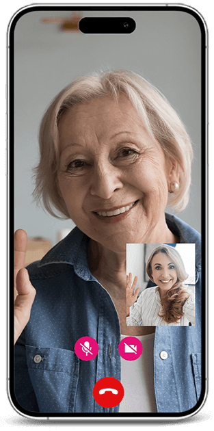 Video call displayed on a mobile phone